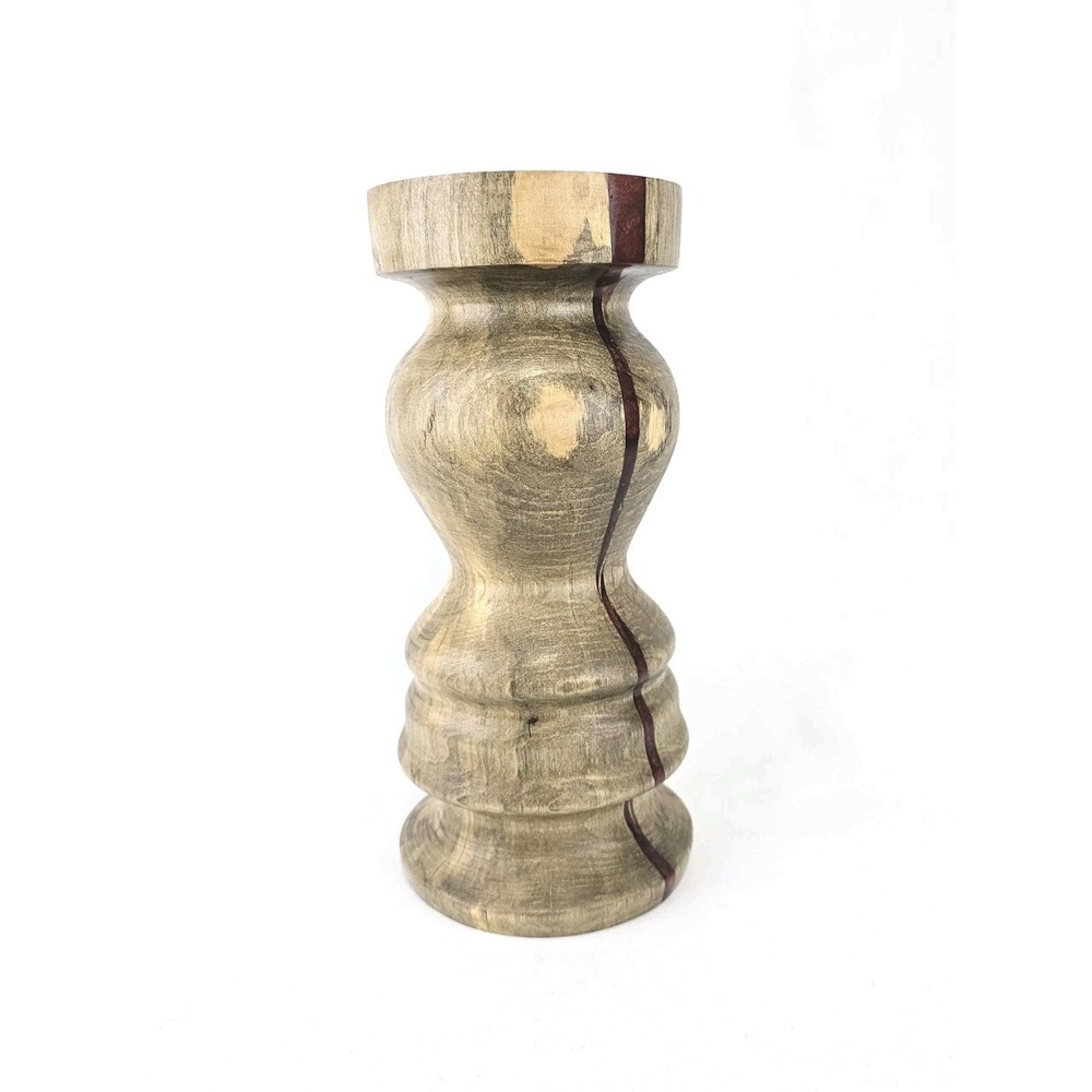 Pillar candle holder Spalted Wood fiery red‎ resin Farmhouse Country Decor Gift